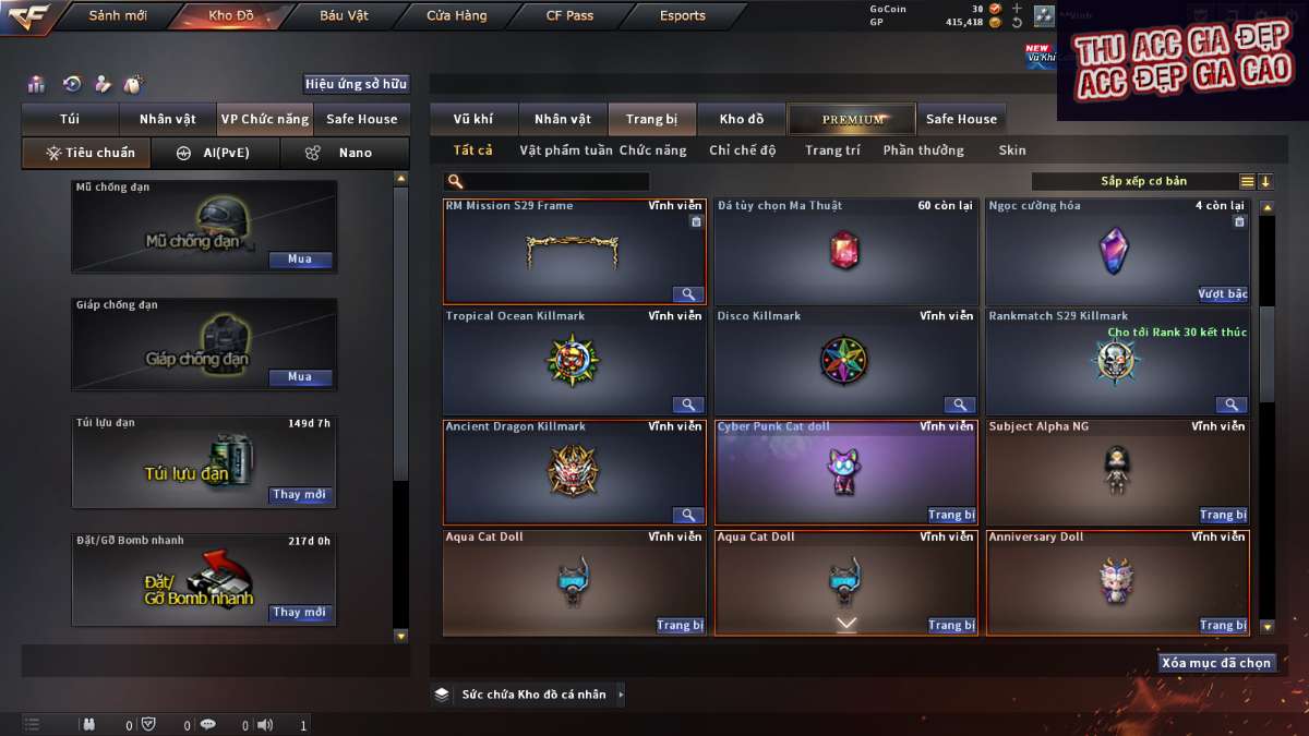 shop acc cf uy tin gia re